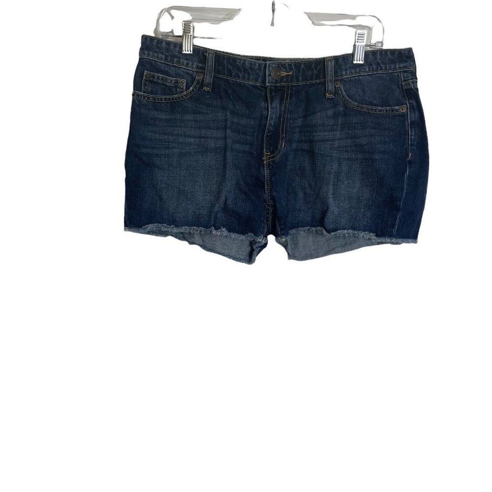 Gap Sexy Boyfriend Denim Shorts Womens 8 Dark Wash Frayed Hem Mid Rise Cotton